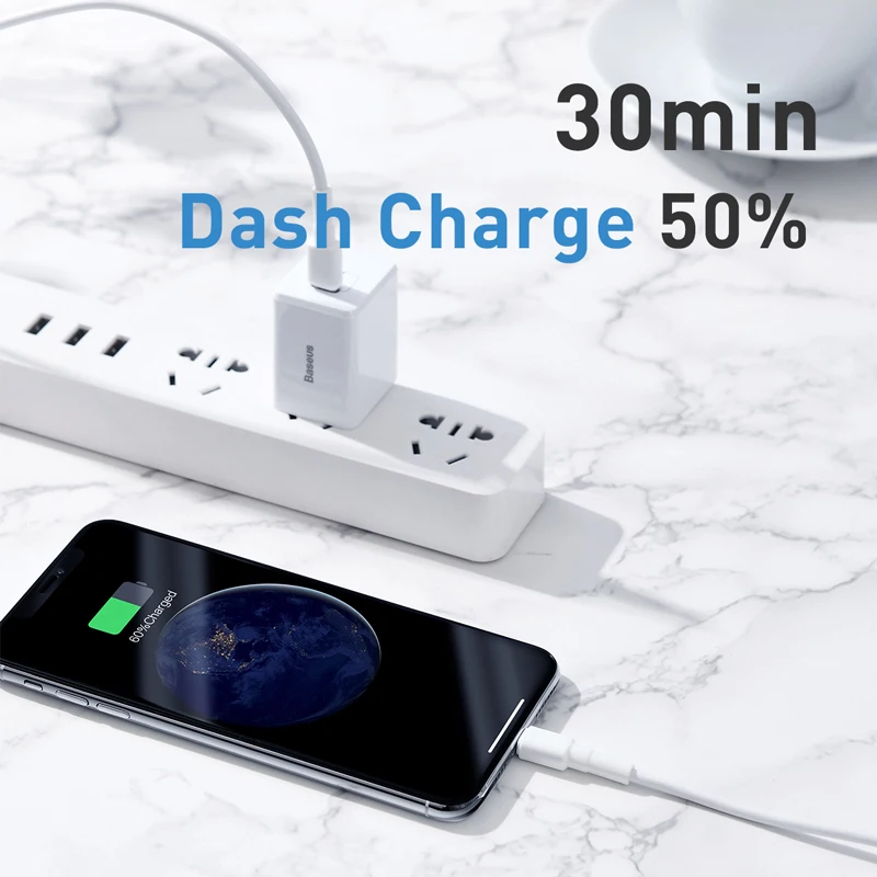 USB кабель для передачи данных Baseus 18 Вт PD Lightning iPhone 11 Pro Max X XS 8 Plus Type C быстрой