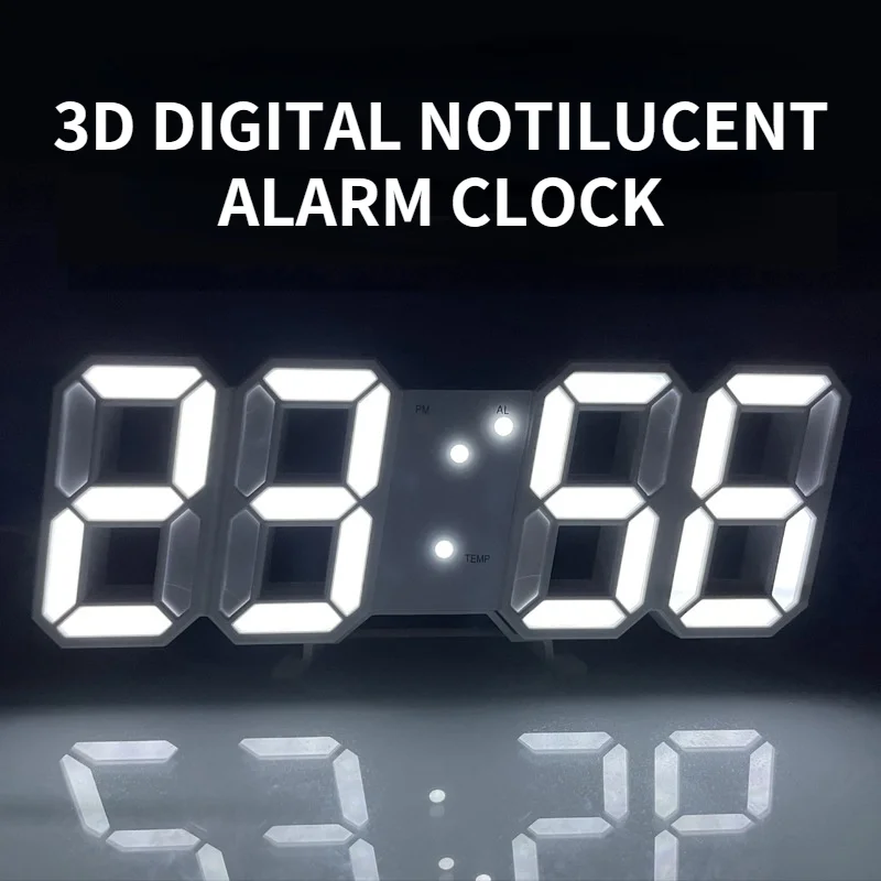 Большие 3D светодиодсветодиодный цифровые настенные часы с отображением даты и