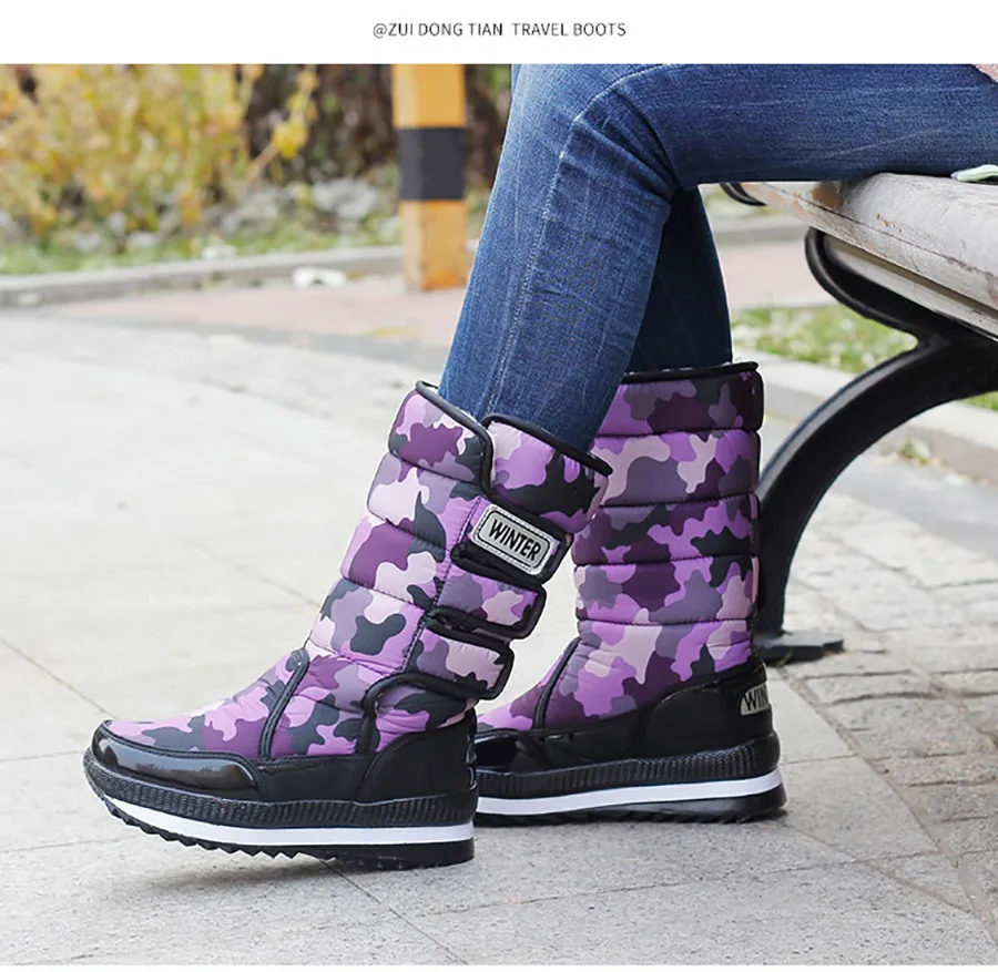 Men Snow Boots Winter Female Boots Thick Plush Waterproof Non-slip Thigh High Boots Large Size 47 Warm Fur Lovers Winter Shoes