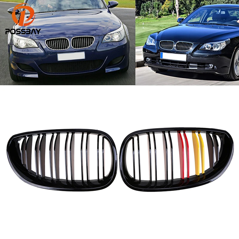 

POSSBAY 1 Pair Front Center Wide Kidney Replacement Grille For BMW 5-Series E60/E61 M5 2004-2011 Painting German Flap Type Grill