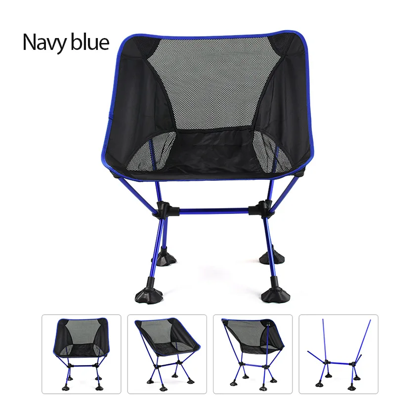 1-NAVY-BLUE Рыболовные инструменты, стул для путешествий, Сверхлегкий складной стул, сверхжесткий, с высокой нагрузкой, для отдыха на природе, стул, портативный, для пляжа, туризма, пикника, сиденье - Цвет: 1-NAVY-BLUE