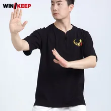 Форма тайцзи короткий рукав рубашка унисекс Боевые искусства кунг-фу рубашки летние дышащие китайский стиль Обучение винтажные спортивные топы