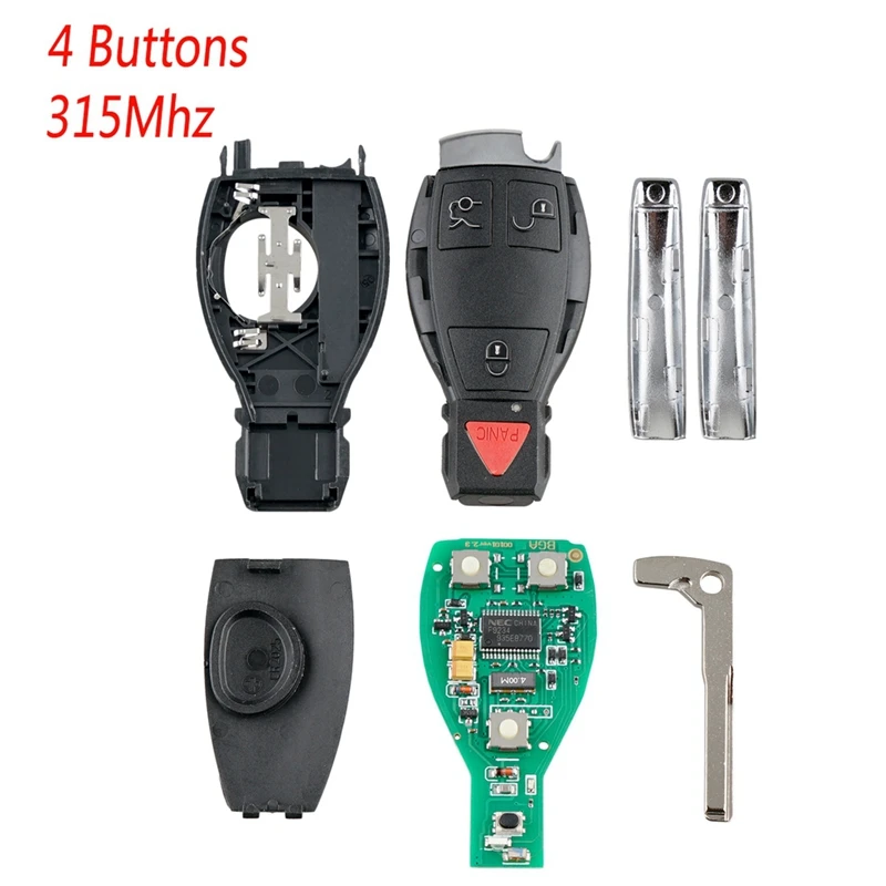 

Car Remote Key 4 Buttons Fit For Mercedes-Benz W169 W245 W203 W208 W209 W204 W210 W211 2001-2010 Iyz3312 315Mhz
