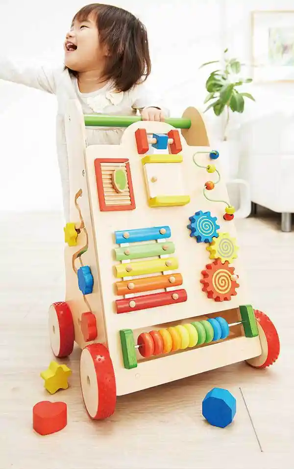 wooden block walker trolley