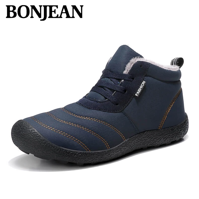 

Winter Warm Men Boots Thick Fur Snow Boots Outdoor Waterproof Men Shoes Wear Resistant Soft Safety Work Boots Cottom Ankle Boots