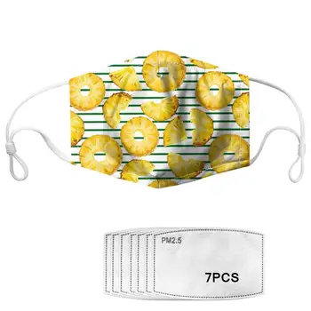 

Jackherelook 2020 Fsce Masks Vector Seamless Pattern with Pinapple Slices on the Green Stripe Pattern Face Mouth Covers