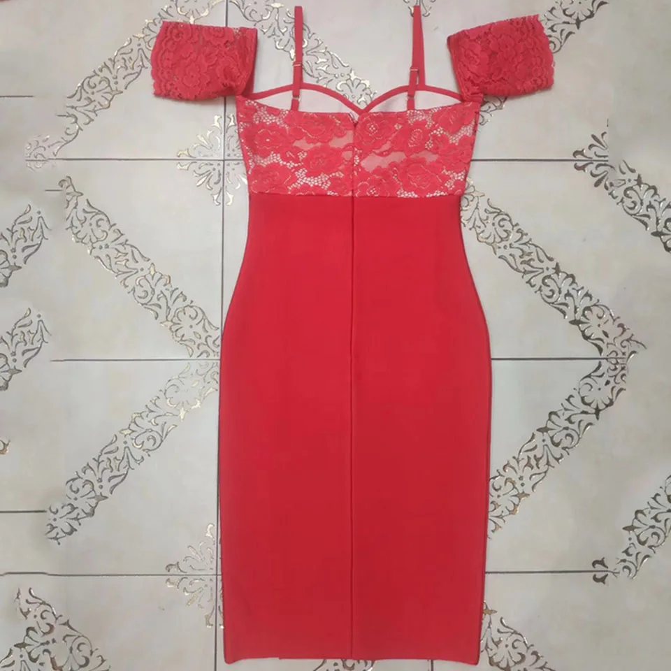 Sexyboutique, Бандажное платье, короткий рукав, на бретелях, кружевное, v-образный вырез, облегающее, элегантное, для вечеринки, для ужина, платье знаменитостей, vestidos