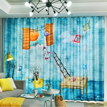 

New children's cartoon curtain cloth kids bedroom boy girl room sky curtains blackout curtains