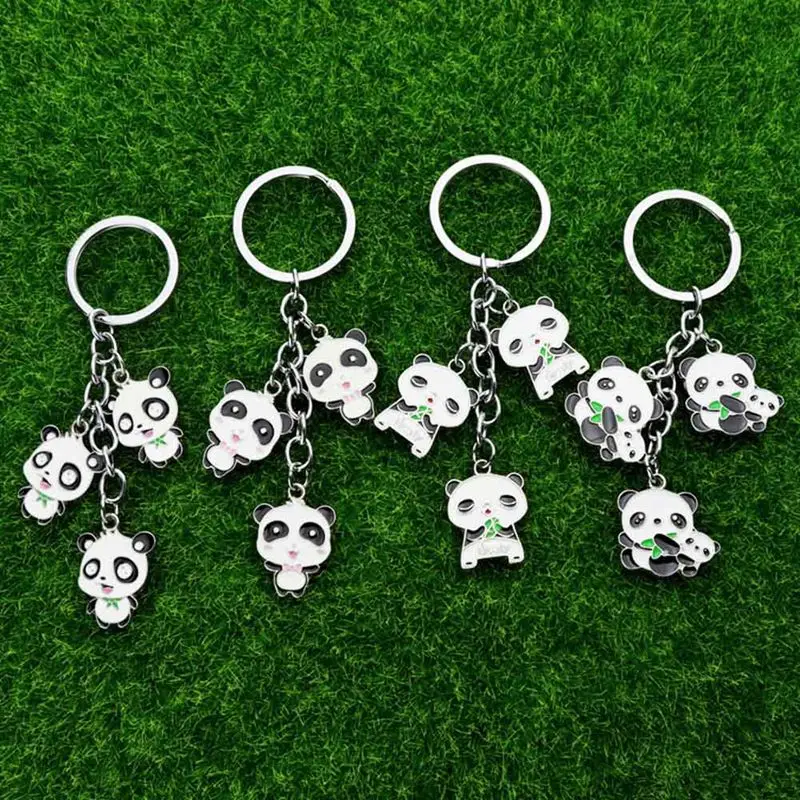 Panda Key Chain New Cute Panda Keychain For Bag Car Key Ring Tourism Souvenir Gifts Key Chains Holder Silver Trinket Jewelry