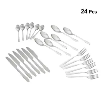 

24Set/Pcs Dinnerware Stainless Steel Steak Coffee Cutlery Supplies Artificial Leather Packing(Handle Pattern Randomization)