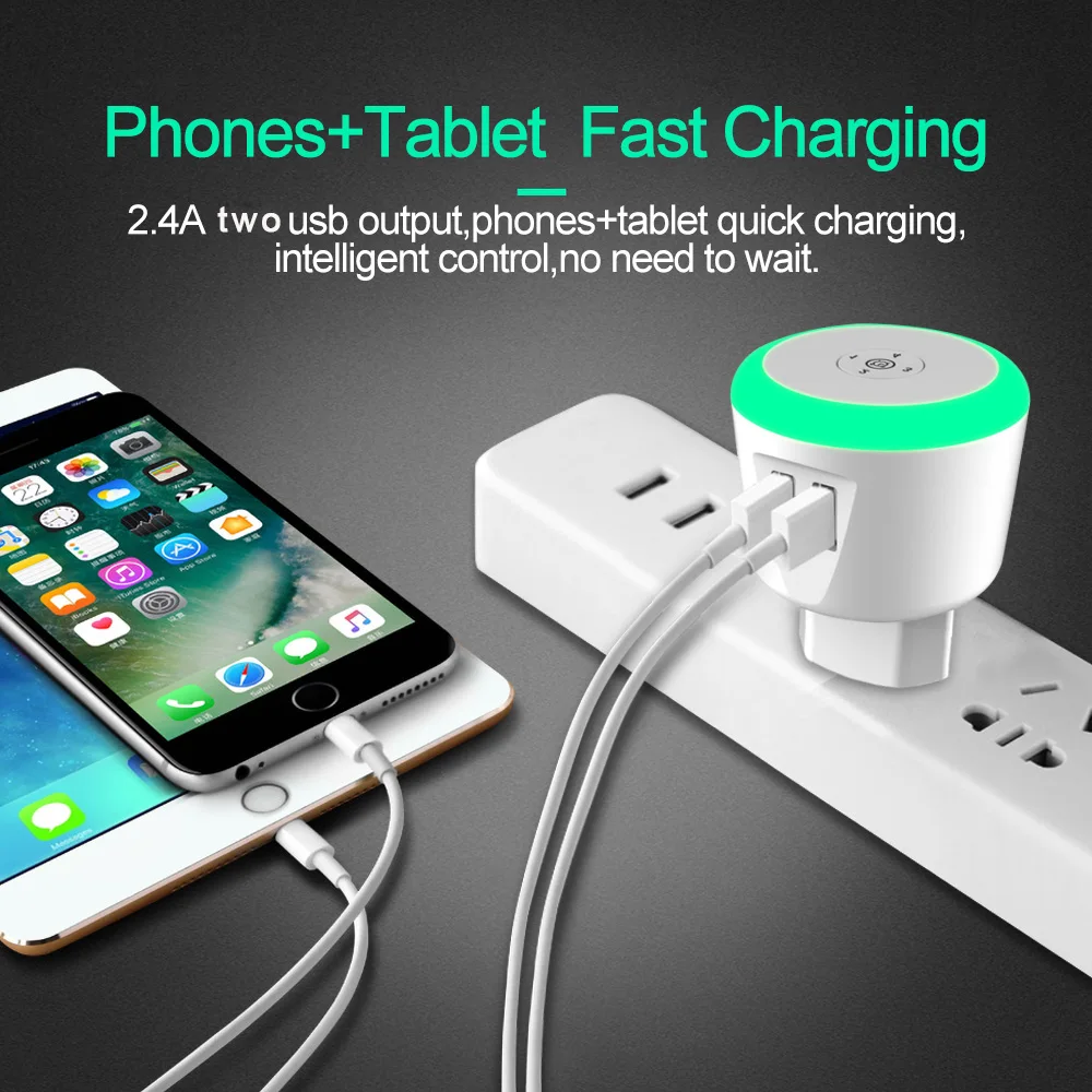 PHOMAX 5V 2.4A USB Charger LED Timer Control Smart charger for iPhone iPad Samsung Galaxy s9 s10 Galaxy HTC Xiaomi LG Huawei Ne