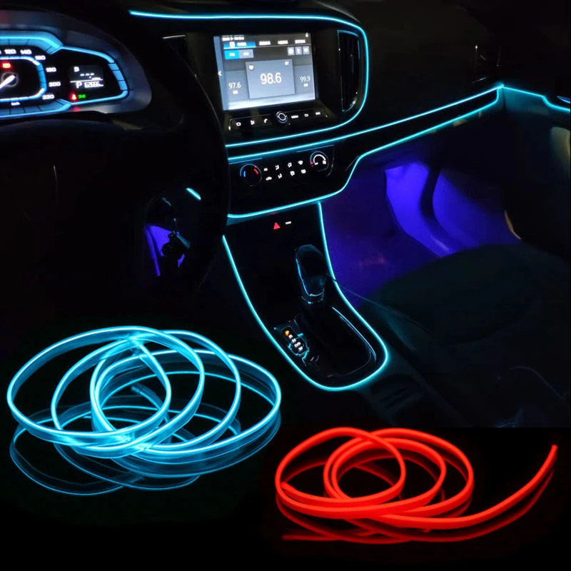 Car Interior EL Wire Ambient LED Flex Rgb Strip Auto Flexible Atmosphere Neno Tube Soft USB Lamp Lighting Strip Rope Tape Light