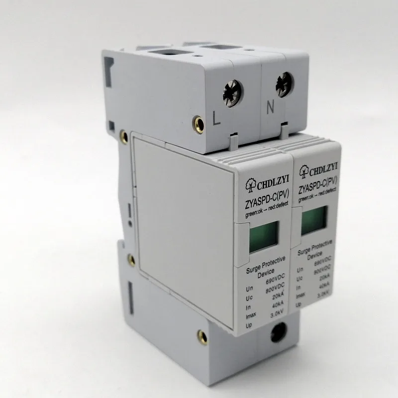 DC1000V 500V 800V 20KA~ 40KA 2P 2 pole SPD дом стабилизатор напряжения защитное Низковольтное устройство разрядника 35 мм din-рейка
