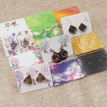 

Wholesale 500pcs/lot Paper Earrings Card 3.5*2.5cm Dreamcatcher Earring Display Packaging Cards flower Jewelry Cards earring tag