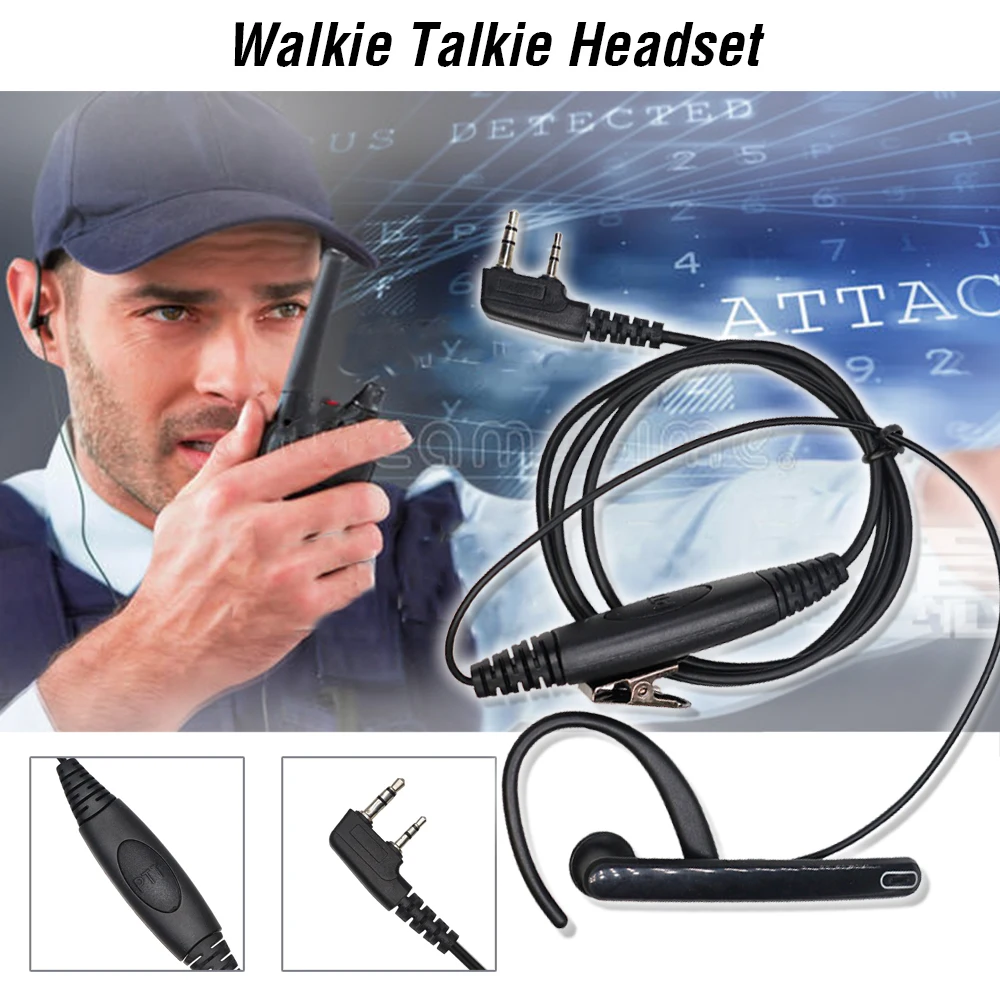 

NEW Ear Rod Headphones 2 Pin PTT Ear Bar Earpiece Mic Tactical Earphone For Baofeng Walkie Talkie UV-5R UV-82 BF-888s UV-8D uv5r