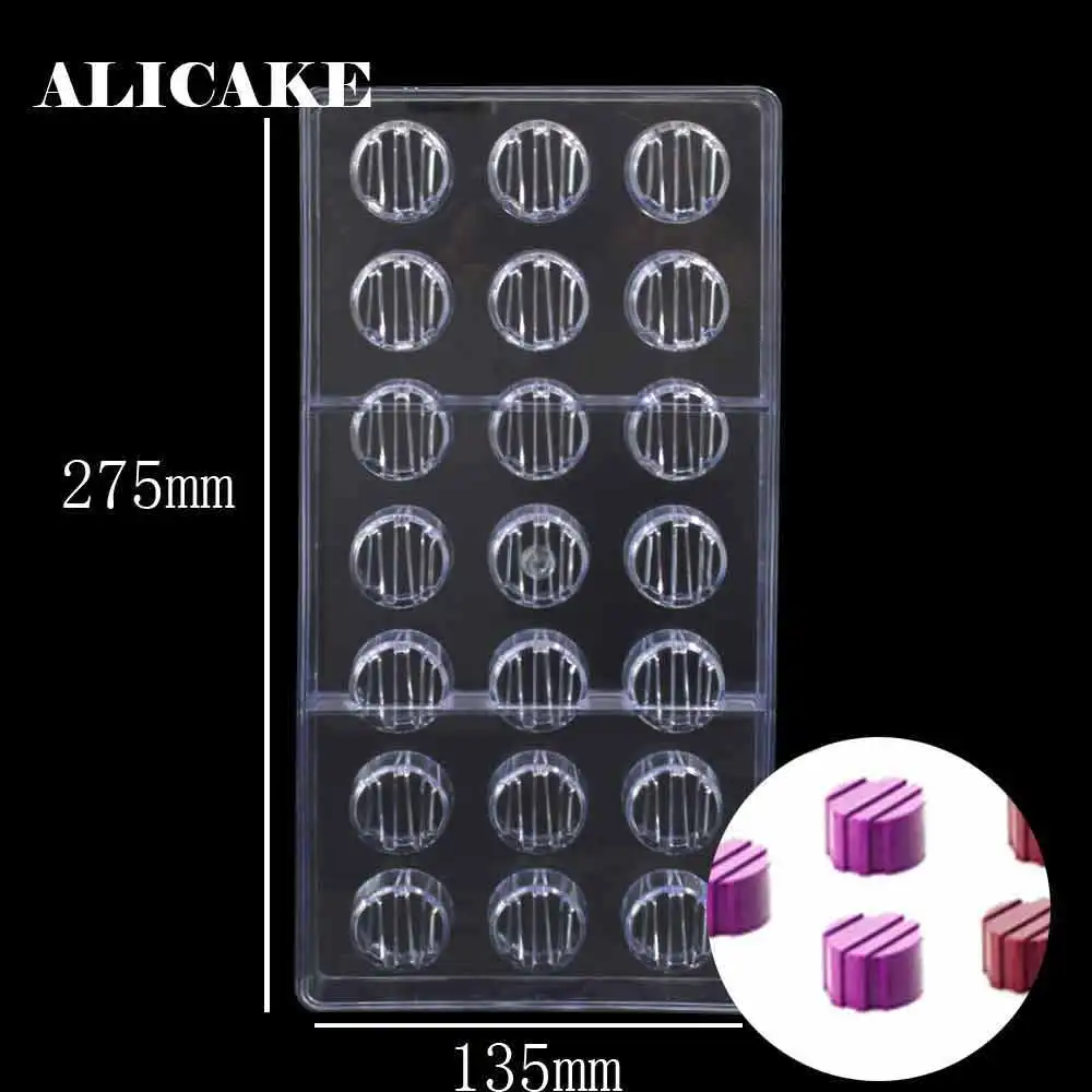 

21 Holes Cylinder Chocolate Mold 3D Plastic Cake Form Chocolate Bar Moulds Polycarbonate Bakery Tools