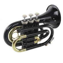 Bb Beginner посеребренные карманные трубы Музыкальные инструменты с черной краской Золотые ключи для детей Рождественский подарок-черный