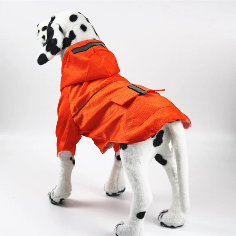 Pet Raincoat,Hooded Waterproof Lightweight Reflective Rain Jacket Dog Poncho 