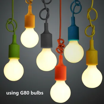 

E27 Hanging Lamp Base Bulb Holder Line Chandelier Lighting Ceiling Light Fixture Point Rubber Home DIY Socket Colorful Silicone