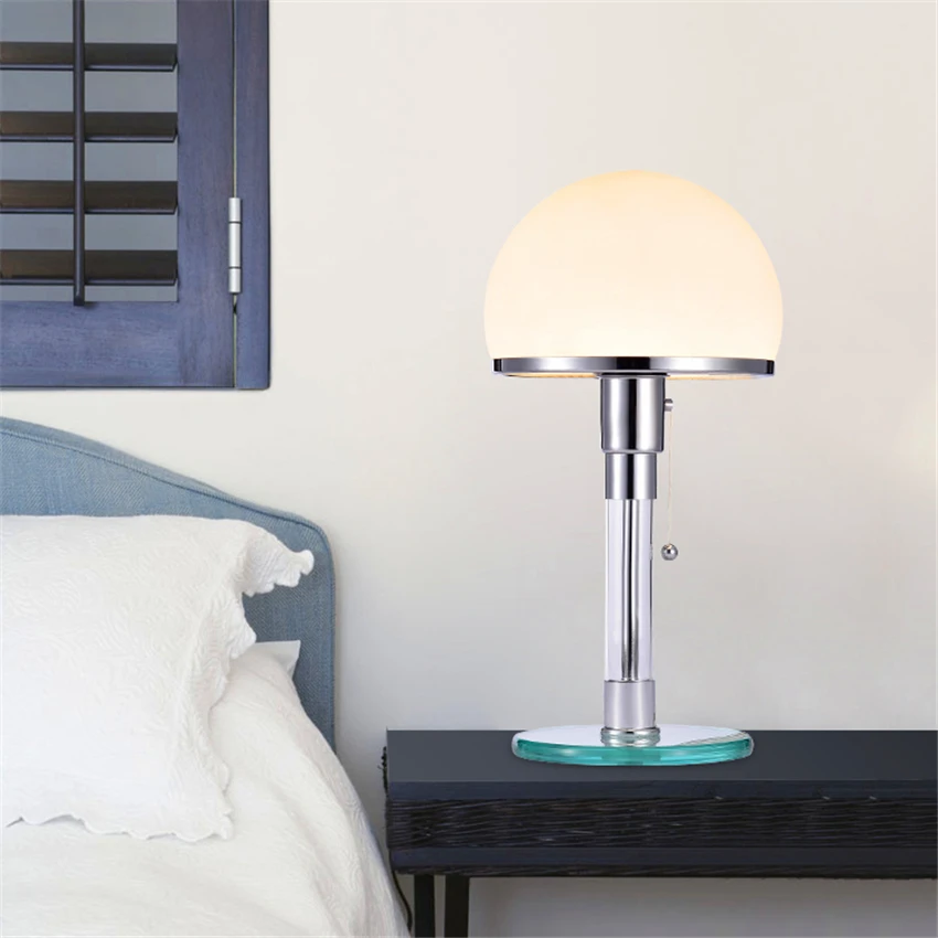 

Nordic Designer LED Table Light Wilhelm Wagenfeld Bauhau Table Lamp Desk Lights Bedroom Bedside Lusters Glass LED Lamps Fixtures