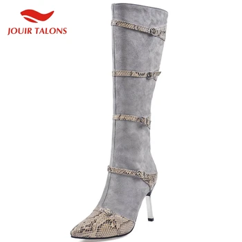

JOUIR TALONS 2020 big Size 32-48 Fashion Thin High Heels Mid Calf Boots Woman Shoes Pointed Toe Zipper Shoes Women Boots Lady