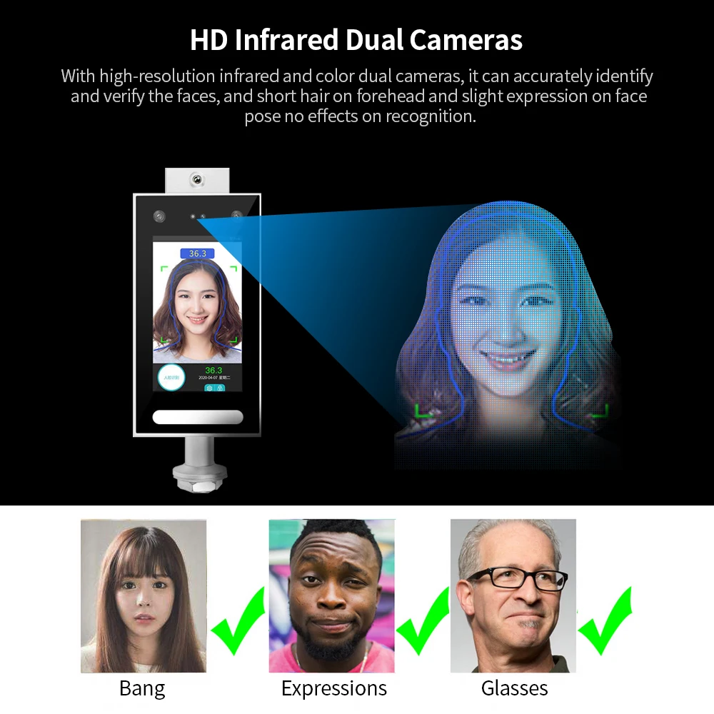 Temperature Measurement PalmPrint Face Dynamic Recognition Terminal Device Access Control System Face Password Attendance Machin - Famidy.com