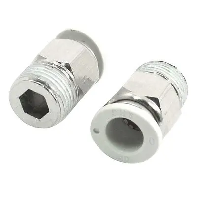 

2 Pcs 15mm Male Threaded to 10mm Tube Push in Straight Quick Couplers Fittings