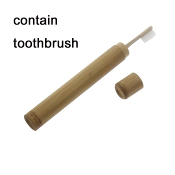 

1 Toothbrush Set Kit Include 21*2.7cm Home Travel Adult Natural Bamboo Toothbrush Holder Box Case And 1 Round Handle Toothbrush