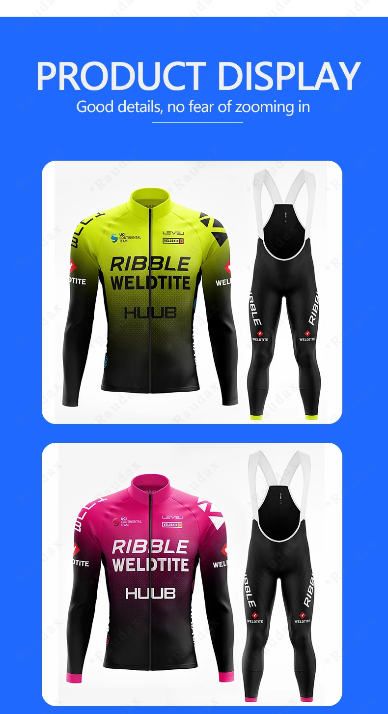 HUUB Men Winter Cycling Jersey Set Ribble Weldtite Long Sleeve Fleece Road Bike Shirt Suit MTB Maillot Culotte Cycling Clothing