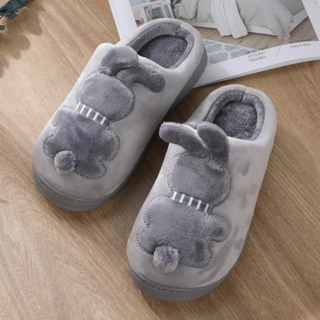 Пара милых нескользящих зимних мужских тапочек с животными; Домашние женские удобные тапочки; хлопковые комнатные женские тапочки; Плюшевые тапочки;#50