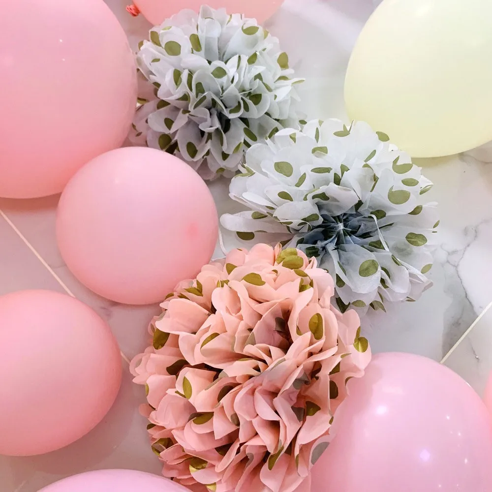 

8pcs 10inch Creative Dot Paper Flower Ball Paper Lantern Set for Birthday Wedding Party Decoration Party Supplies