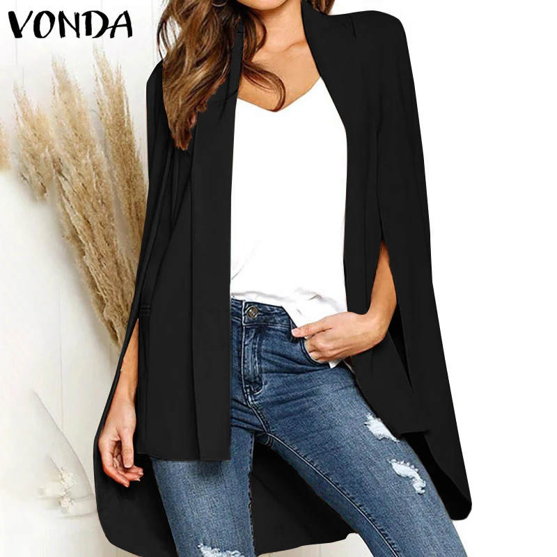 VONDA, осенне-весенние кардиганы, женские элегантные черные куртки с длинным рукавом, богемные базовые пальто, свободные уличные пальто размера плюс S-5XL