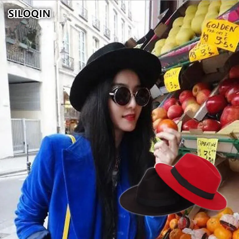 

SILOQIN Panama ladies Cap Autumn Winter fashion Men Fedora Jazz hats Leisure tourism Party trend Sombrero casquette Couple hats