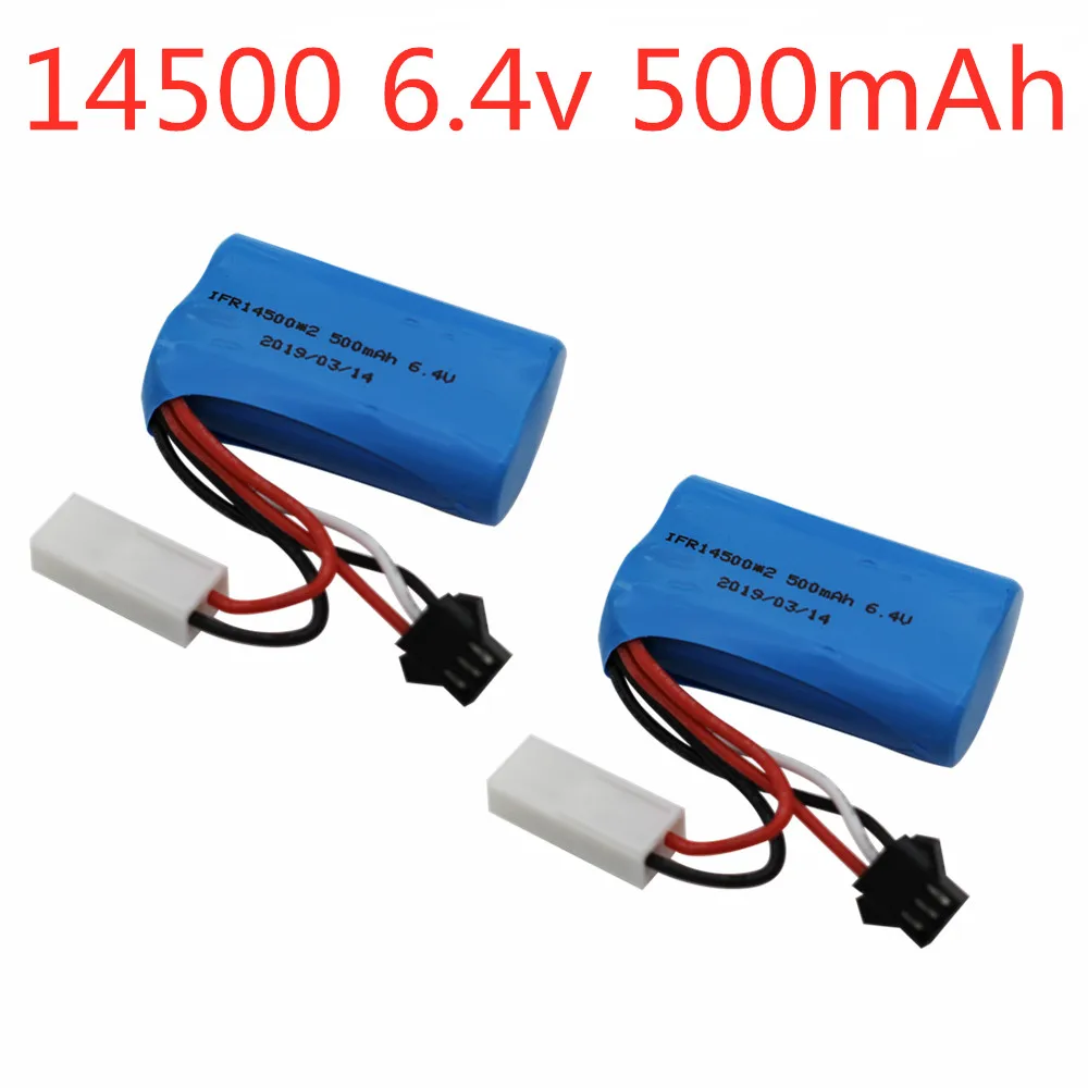 

2pcs New Version 6.4v 14500 500mAh Li-ion Battery For Wlotys 18401/02 RC Toys Cars 6.4v Battery