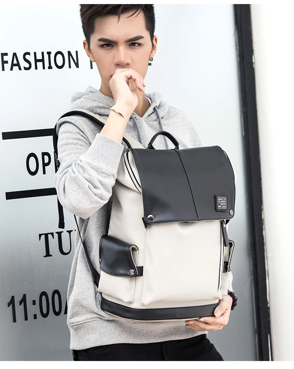 Teenagers Backpack Girls Boys Student School Bagpack Waterproof USB Charging Men Back Pack Male PU Leather Laptop 15.6 Women Bag (2)
