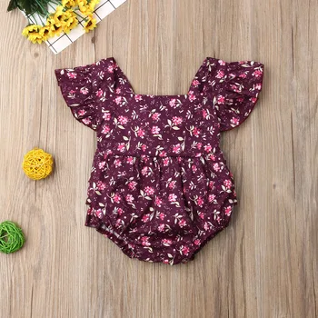 

Baby's Romper Breathable Square Neck Short Sleeve Floral Bodysuit One-piece Suit for Toddler Girls Outfits for 0-24M Newborn Kid