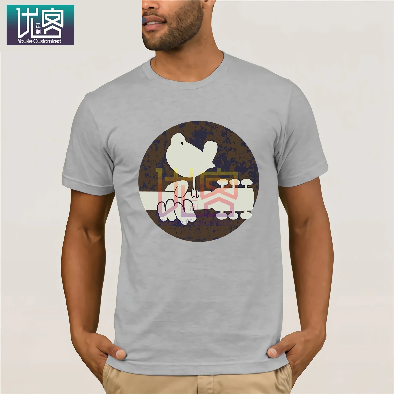 

Woodstock Burnout T-Shirt Humor Tee Shirt 100% Cotton Tops Graphic Casual Short Sleeve Top Funny Tees Cotton Tops T Shirt