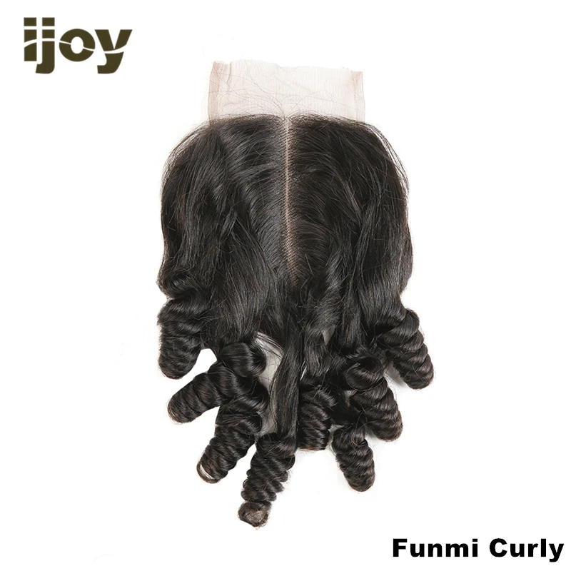 Funmi Curly Kinky Curly Hair Closure человеческие волосы для наращивания 4x4 закрытие шнурка натуральный цвет "-20" бразильский кудрявый закрытие Non-Remy IJOY - Цвет: Funmi Curly