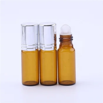 

500pcs 5ml Amber Glass Essential Oil Roller Bottles with Glass Roller Balls Aromatherapy Perfumes Lip Balms Roll On Bottles