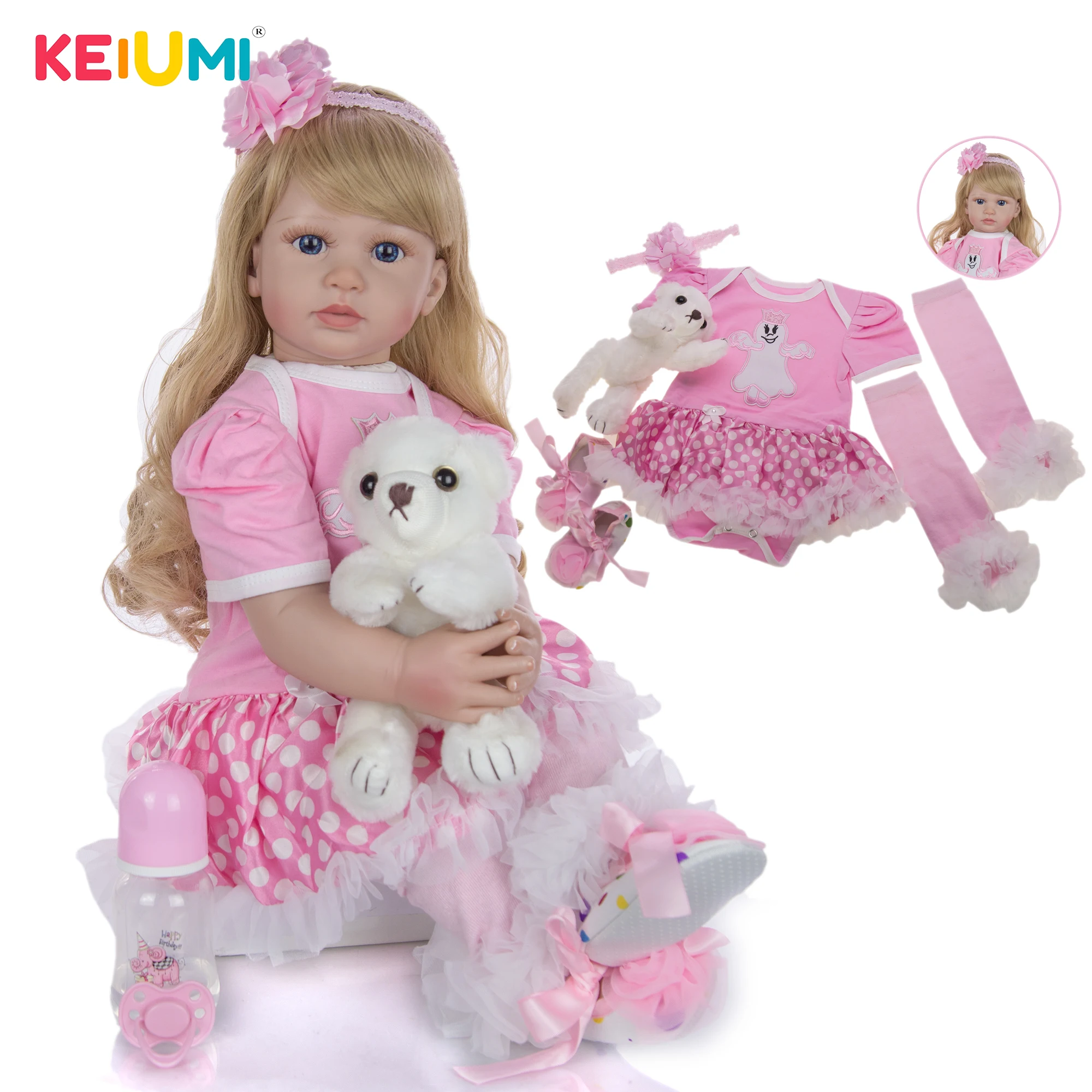 KEIUMI милая кукла для новорожденной принцессы, милая мягкая виниловая ткань, Имитация тела, 60 см, кукла, детская игрушка, модный детский Рождественский подарок