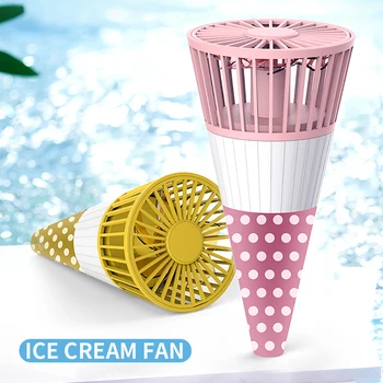 

Ice Cream Shape Mini USB Portable Neck Fan Neckband With Rechargeable Battery Small Desk Fans handheld Air Cooler Conditioner