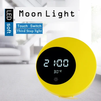 

LED Moon Digital Table Clock Alarm clock Silent Movement Wall Clock Nightlight For Home Living Decorations Desk clock