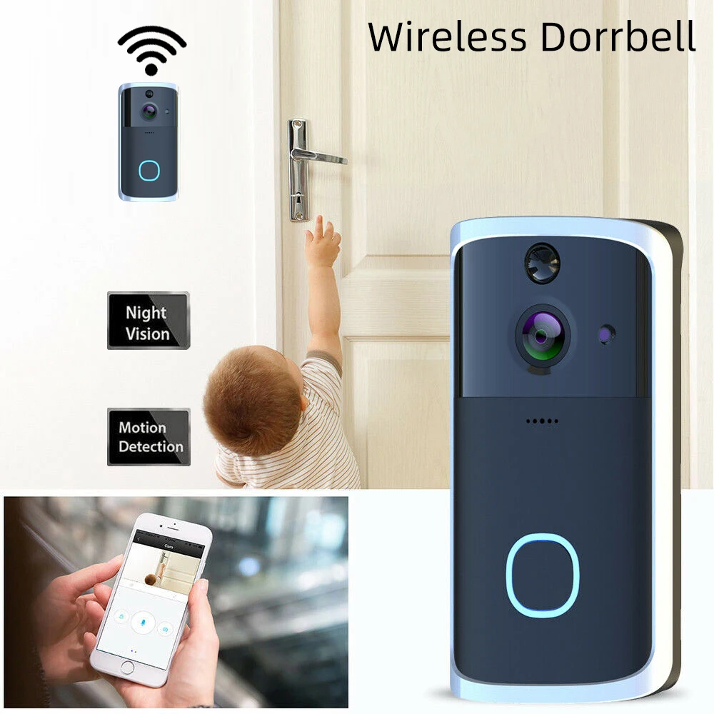 

Smart Video Doorbell Wireless Camera WiFi Door Bell Remote Control Night Vision IR Visual Camera Record Security System