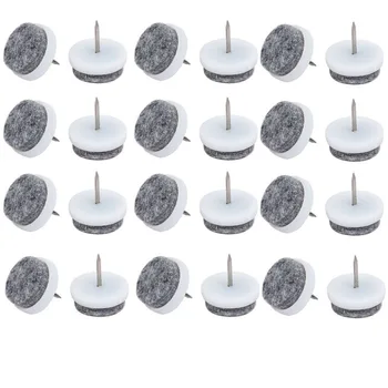 

50pcs 15mm Dia White Felt furniture Sofa Chair Leg Nonslip Screw Floor Silver Anti-skid Pad Nail Protectors