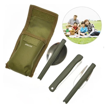 

SIMCAS Travel Portable Outdoor Portable Camping Collapsible Picnic Foldable Tableware Stainless Steel Fork And SpoonTableware