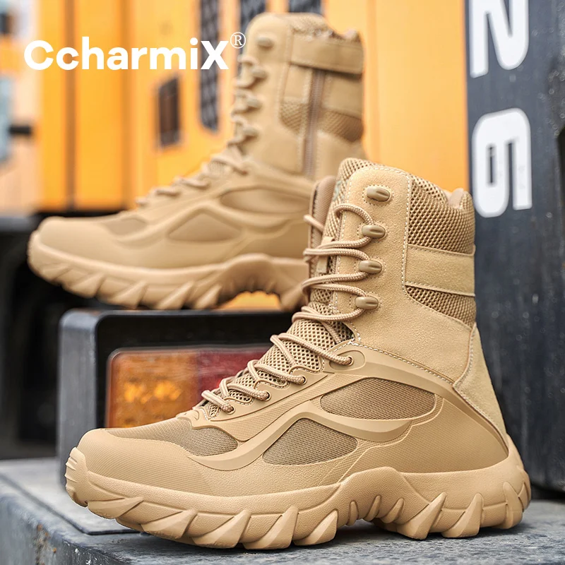 

Fashion Men Boots Winter Outdoor Leather Military Boots Breathable Army Combat Boots Plus Size Desert Boots Men Hiking Shoes
