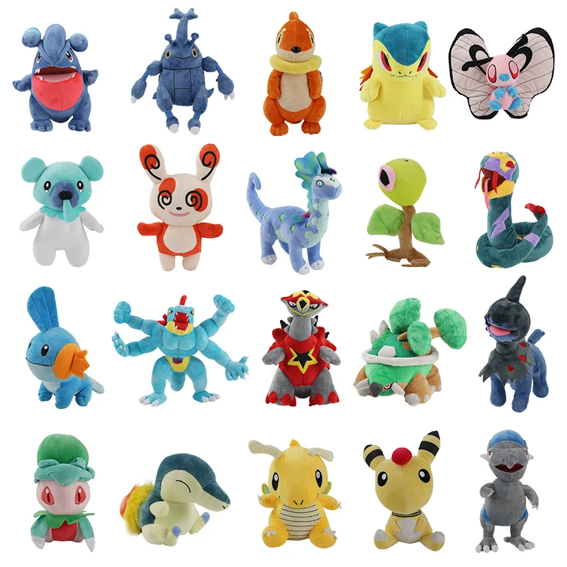 

Cute Animal Plush Toys Butterfree Feraligatr Machamp Torterra Turtonator Deino Mudkip Seviper Aurorus Soft Stuffed Doll