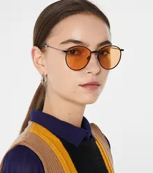 НОВЫЕ шикарные женские солнцезащитные очки брендовая дизайнерская круглая металлическая оправа Ретро Модные женские очки UV400 Gafas De Sol Mujer 3435
