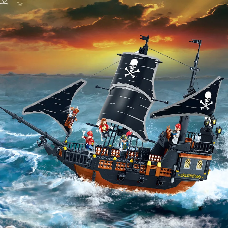 

Children Assembled Building Blocks Toy Boys And Girls Educational Toy Fight Inserted Plastic Building Blocks Pirate Series Black