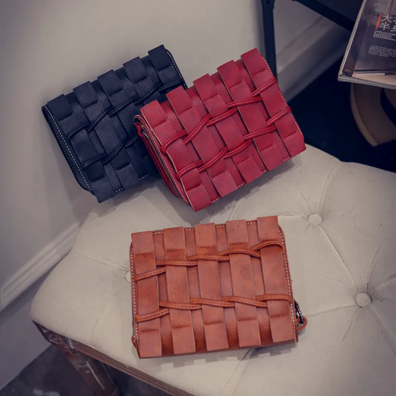 

Fashion New Style Korean-style Simple Pu Crack Weaving Fence Square Sling Bag WOMEN'S Shoulder Bag Oblique Bag WOMEN'S Bag